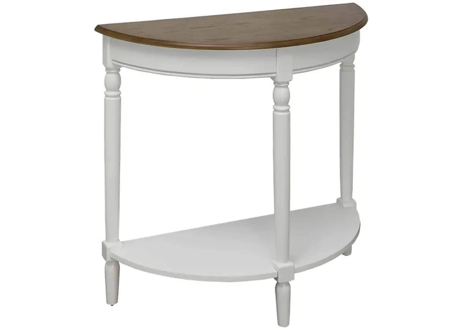 Convenience Concepts French Country Half-Round Entryway Table with Shelf, Driftwood/White