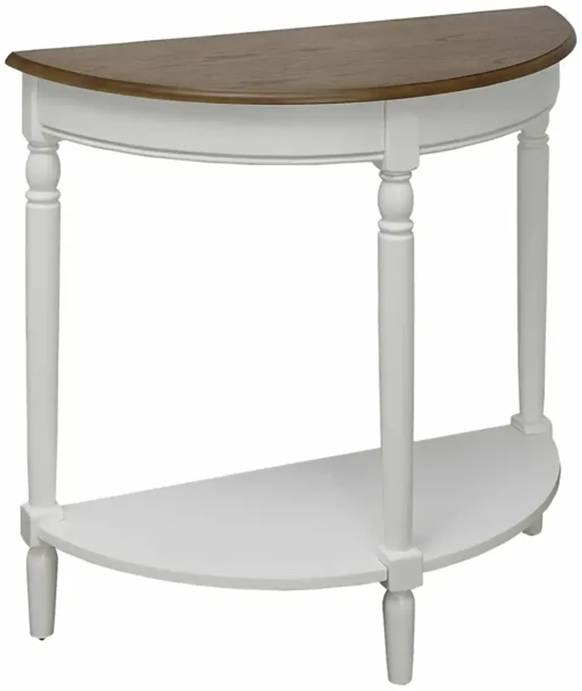 Convenience Concepts French Country Half-Round Entryway Table with Shelf, Driftwood/White