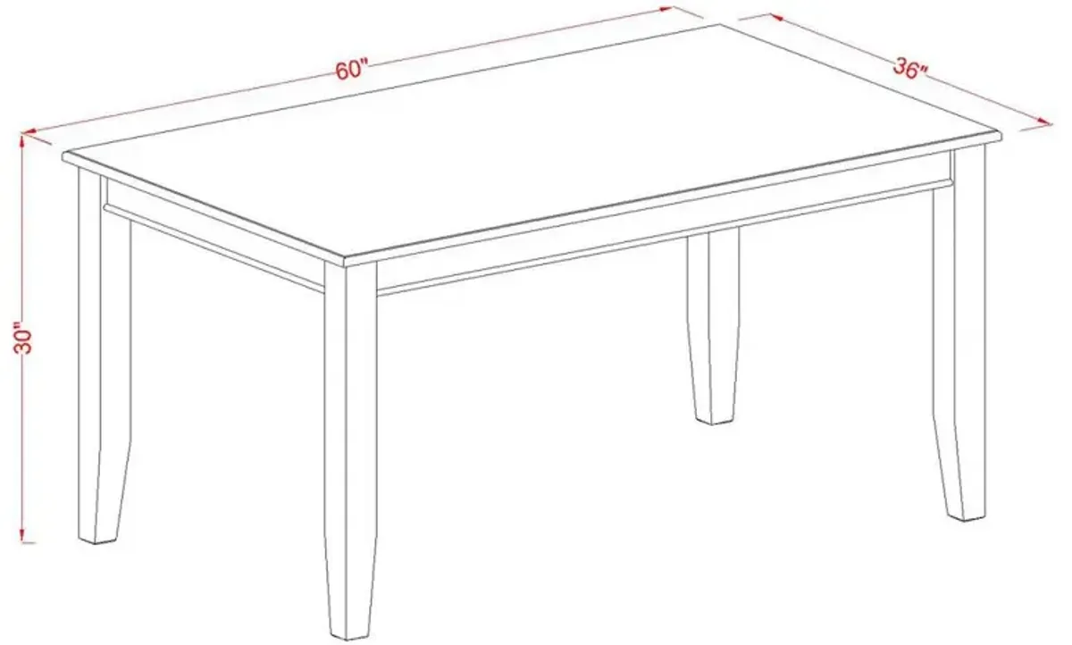 East West Furniture Dudley  Rectangular  Dining  Table  36x60  in  Mahogany  Finish