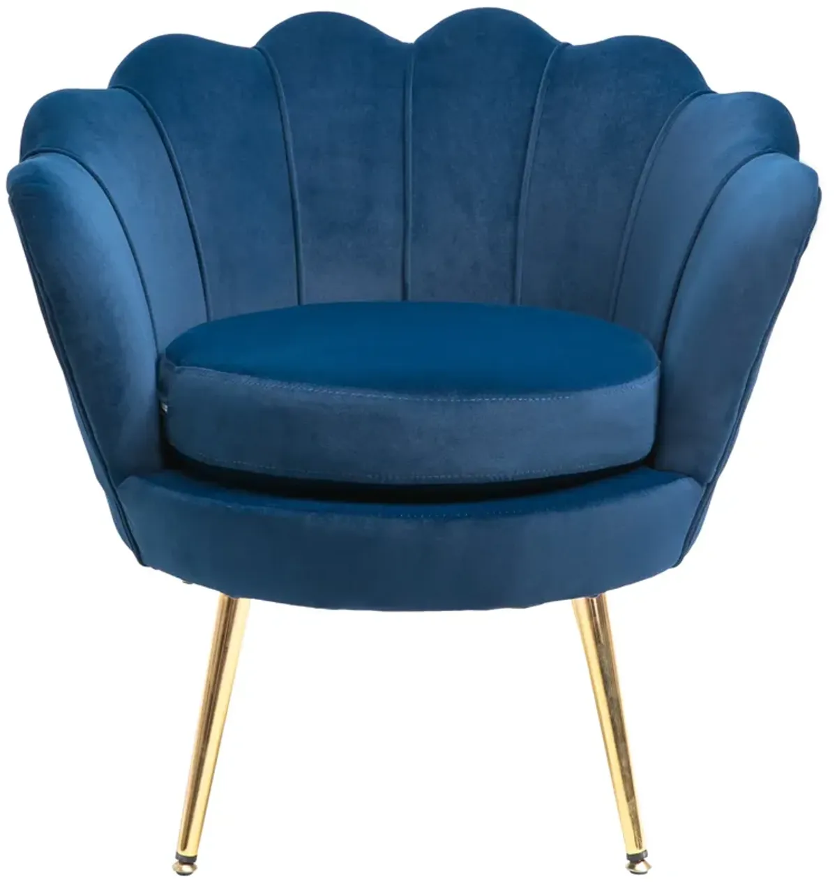 HOMCOM Elegant Velvet Fabric Accent Chair/Leisure Club Chair with Gold Metal Legs for Living Room, Blue