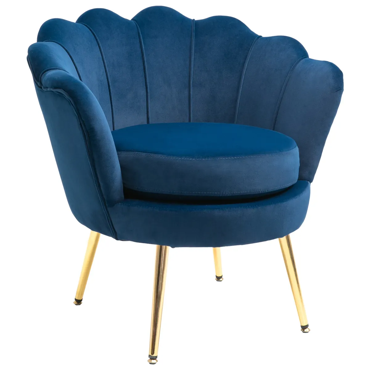 HOMCOM Elegant Velvet Fabric Accent Chair/Leisure Club Chair with Gold Metal Legs for Living Room, Blue