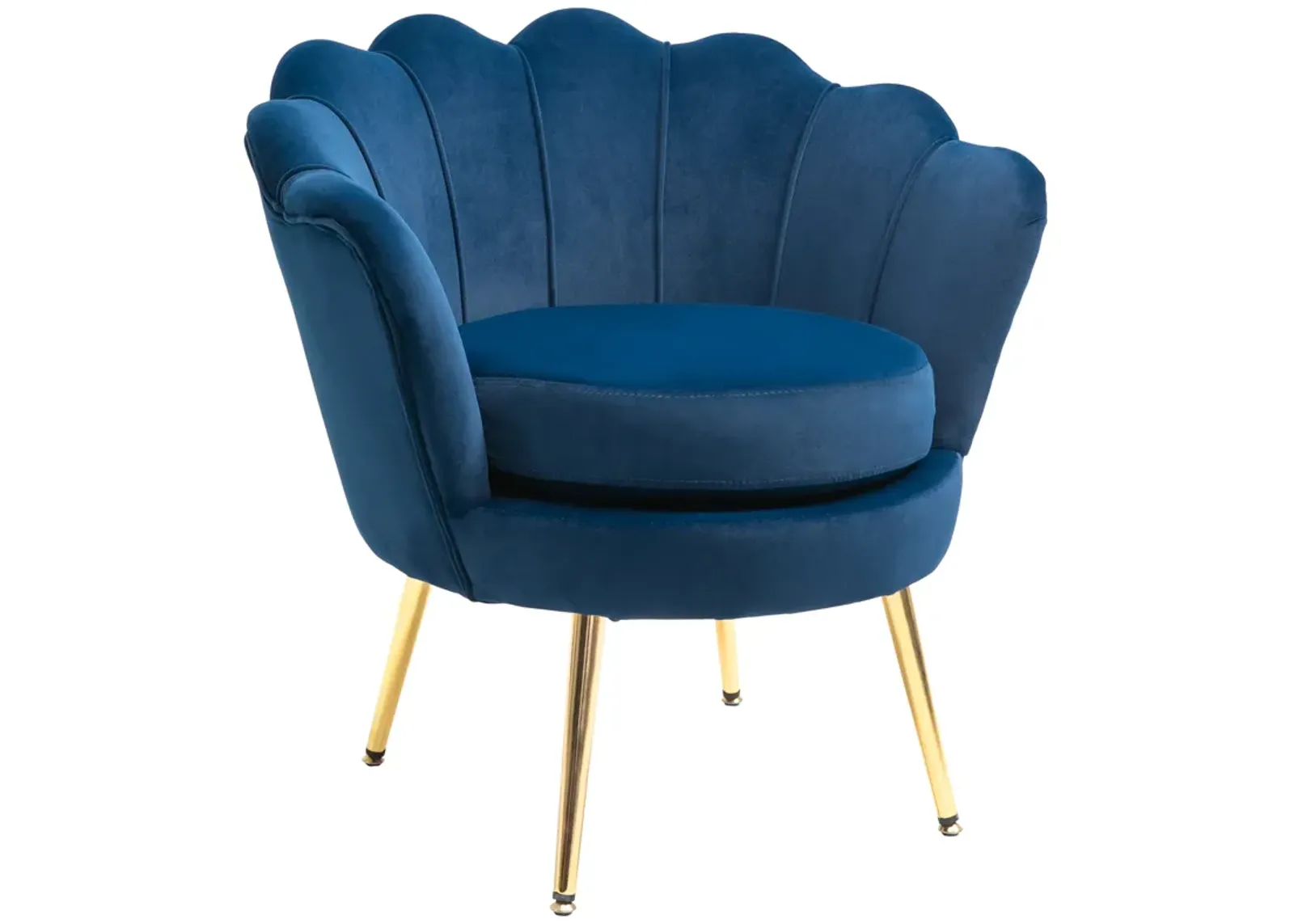 HOMCOM Elegant Velvet Fabric Accent Chair/Leisure Club Chair with Gold Metal Legs for Living Room, Blue