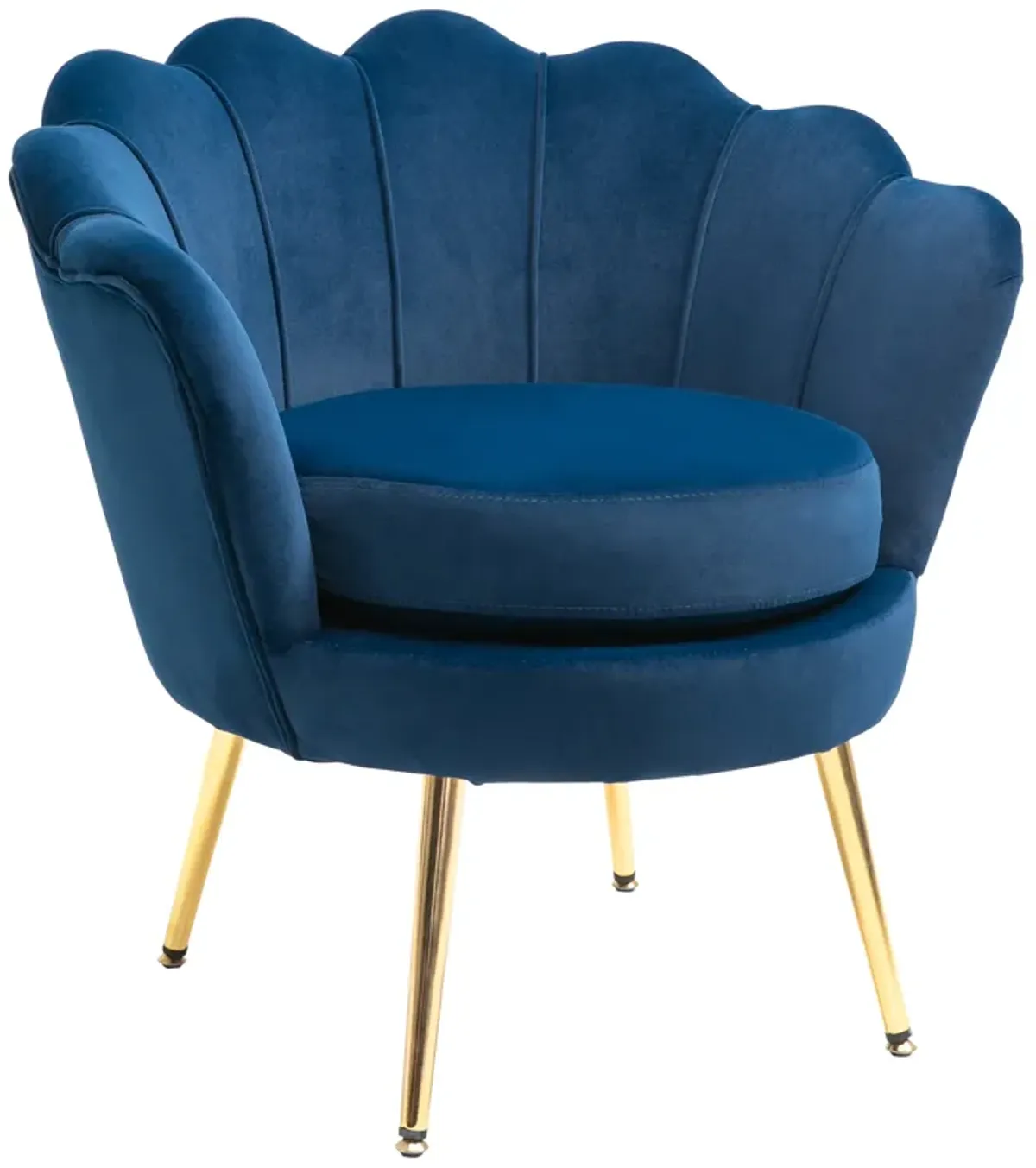 HOMCOM Elegant Velvet Fabric Accent Chair/Leisure Club Chair with Gold Metal Legs for Living Room, Blue