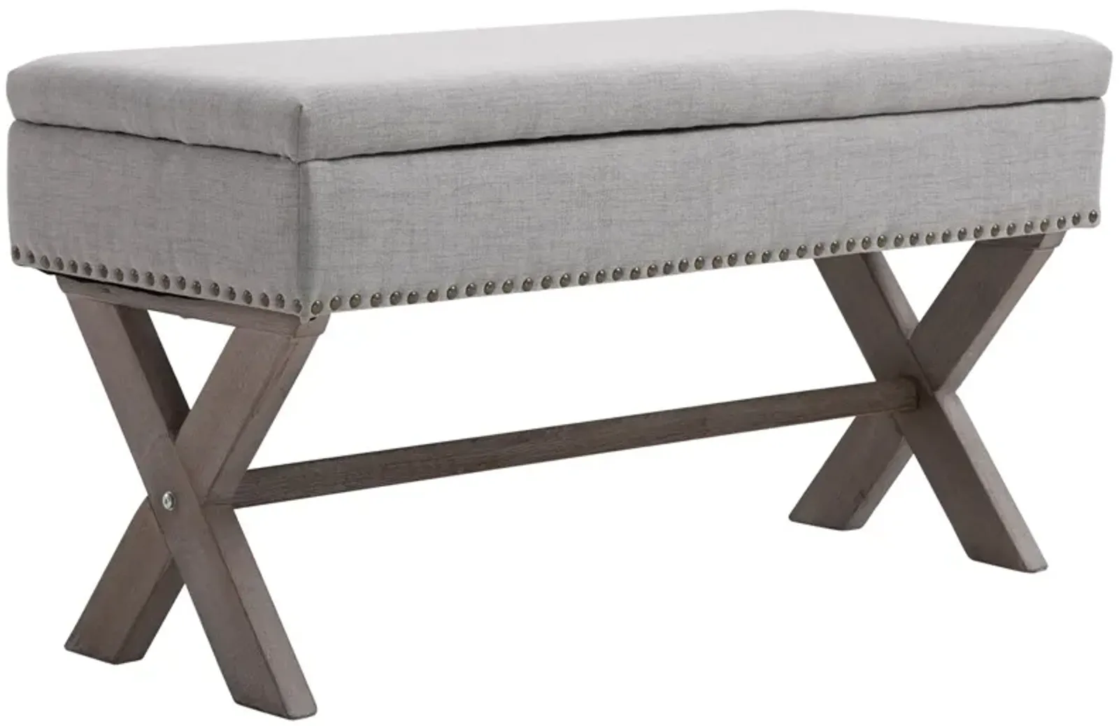 Grey Entryway Comfort: Upholstered Storage Ottoman Bench