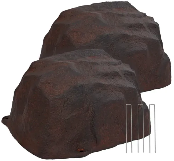 Low-Profile Artificial Polyresin Landscape Rock with Stakes - Set of 2