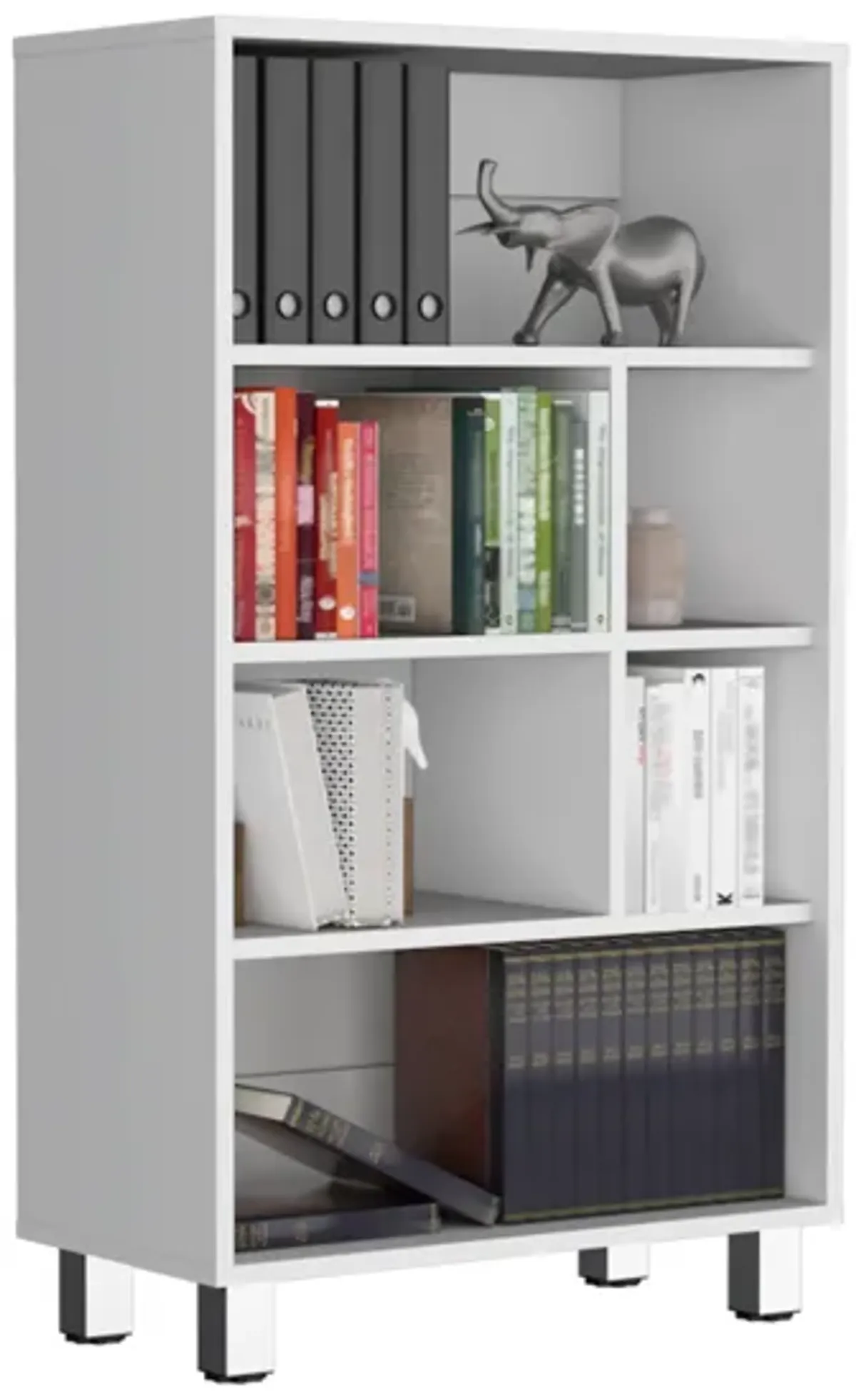 Akiak Bookcase, 6 shelves, 4 legs, Black