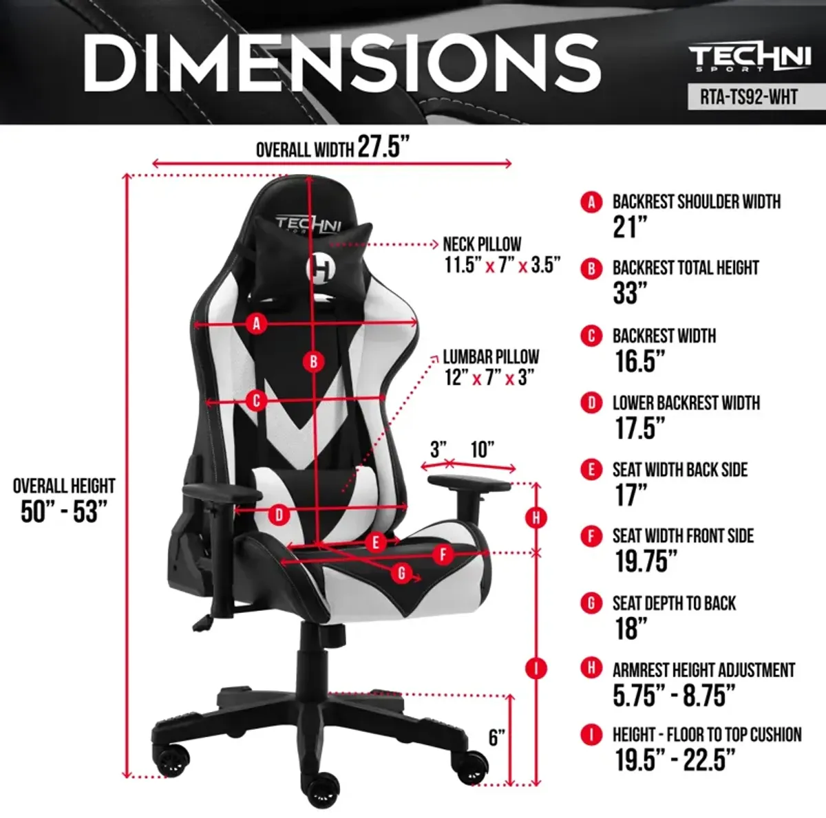 Ts-92 Office-Pc Gaming Chair, White