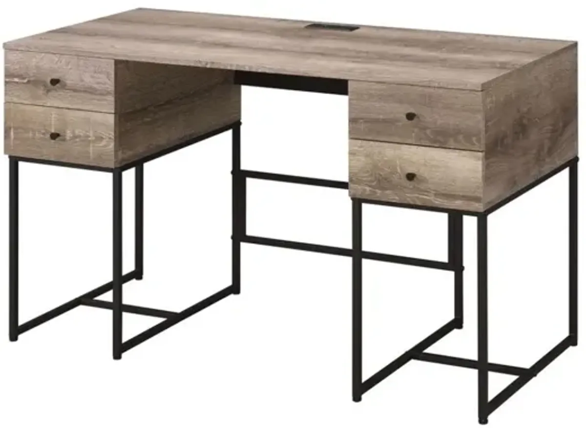 Desirre Desk, Rustic Oak & Black 92640