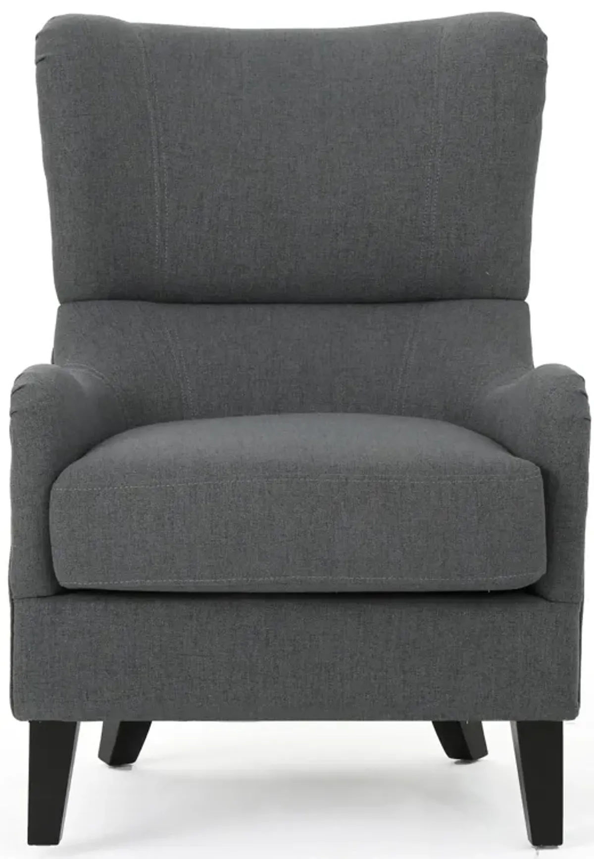 Dane Accent Club Chair, Gray Fabric, Wingback, Box Seat, Scoop Arms