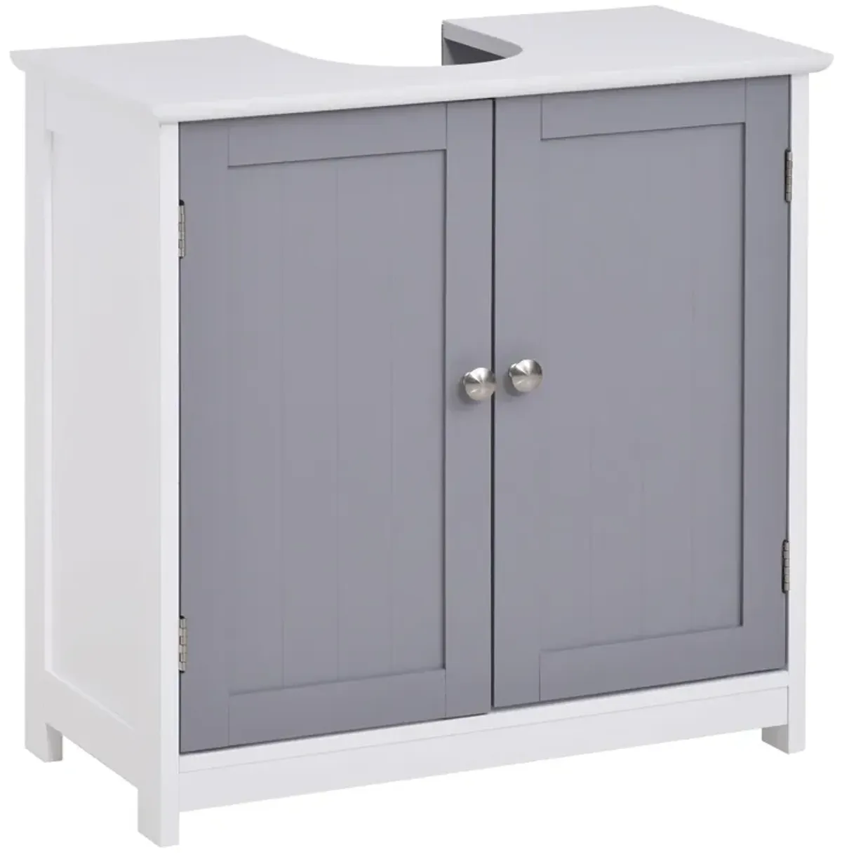 White/Grey Sink Cabinet: U-Shape Under-Sink Bathroom Storage