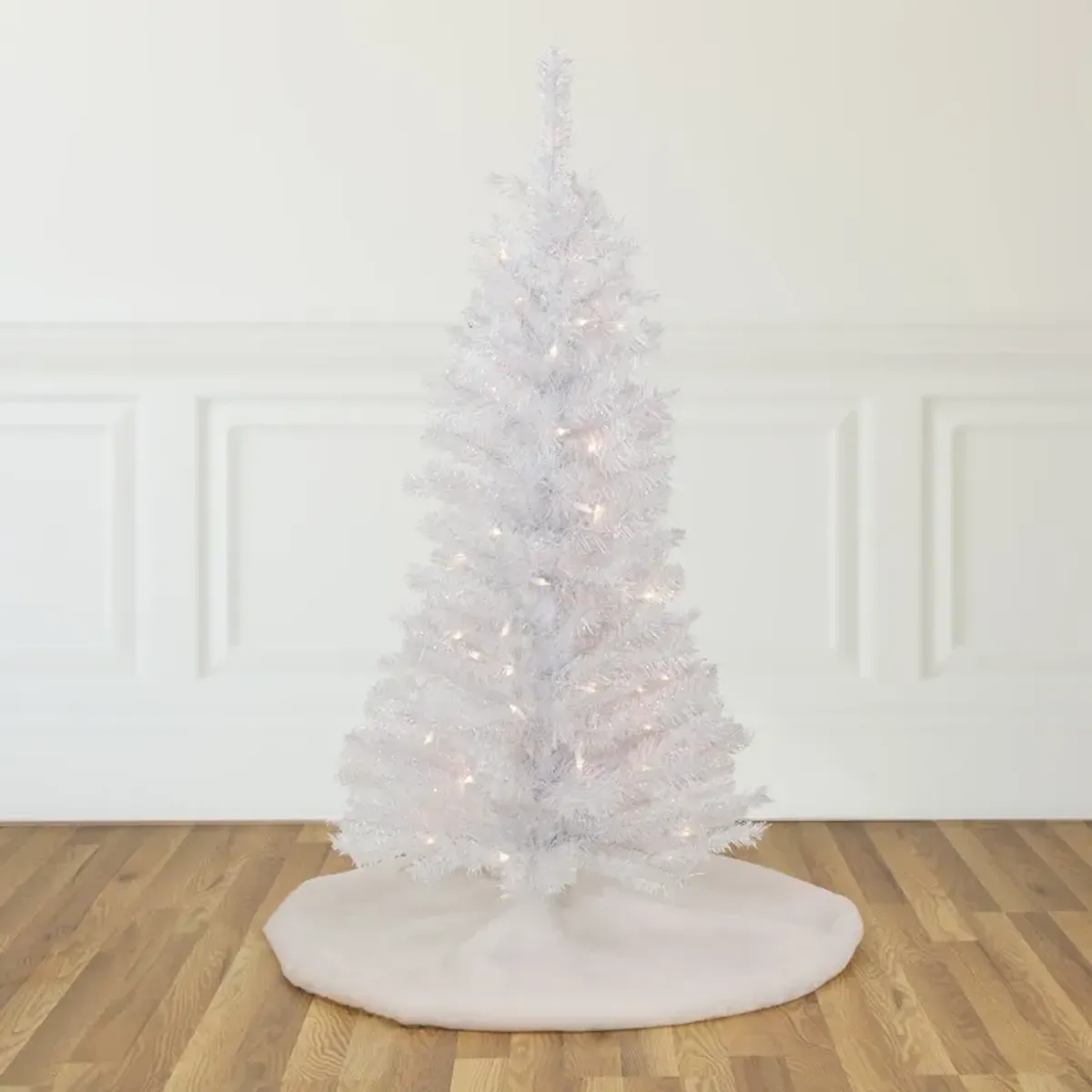 4' Pre-lit Rockport White Pine Artificial Christmas Tree  Clear Lights