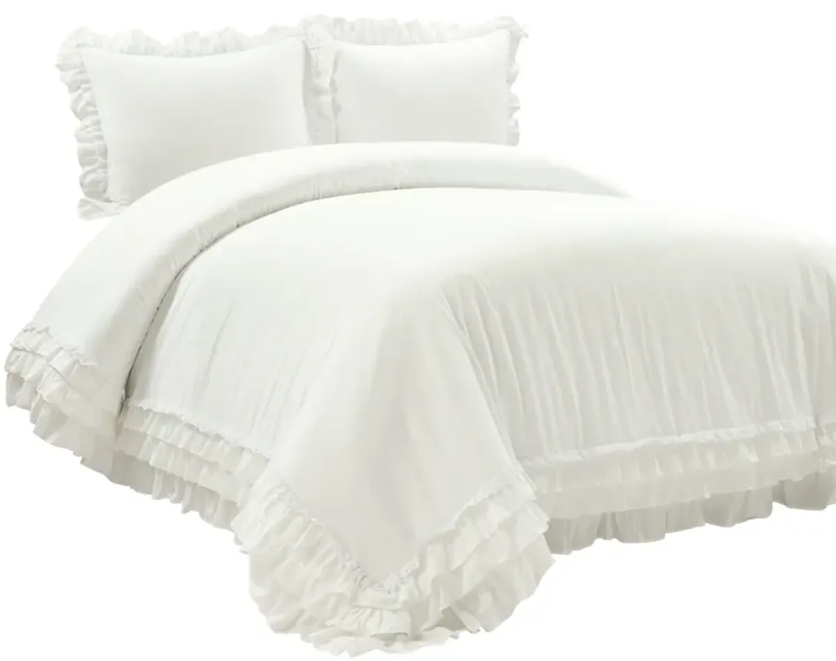 Ella Ruffle Lace 100% Cotton Duvet Cover  3Pc Set