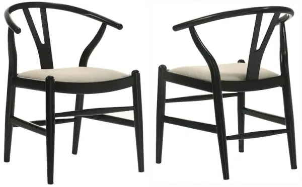 Crestmont Wood Wishbone Dining Side Chair Black (Set of 2)