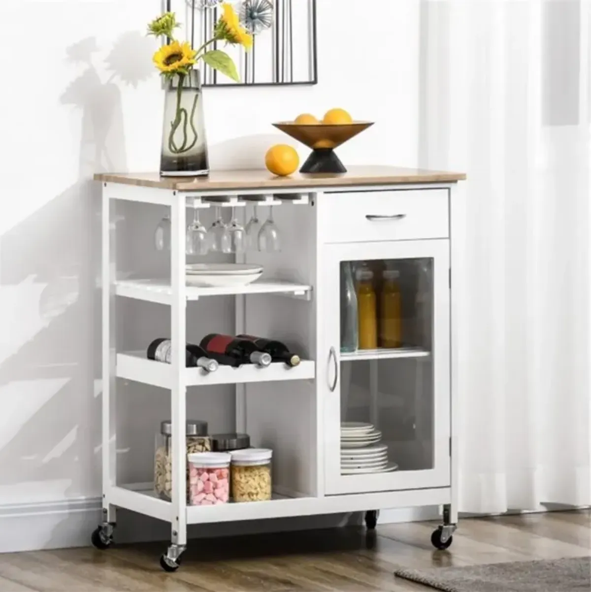 Kitchen Sideboard Storage Cabinet Multi-Functional Coffee Bar & Buffet Cabinet for Kitchen & Dining Room