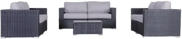Living Source International Wicker Fully Assembled 6 - Person Seating Group with Cushions (Black)