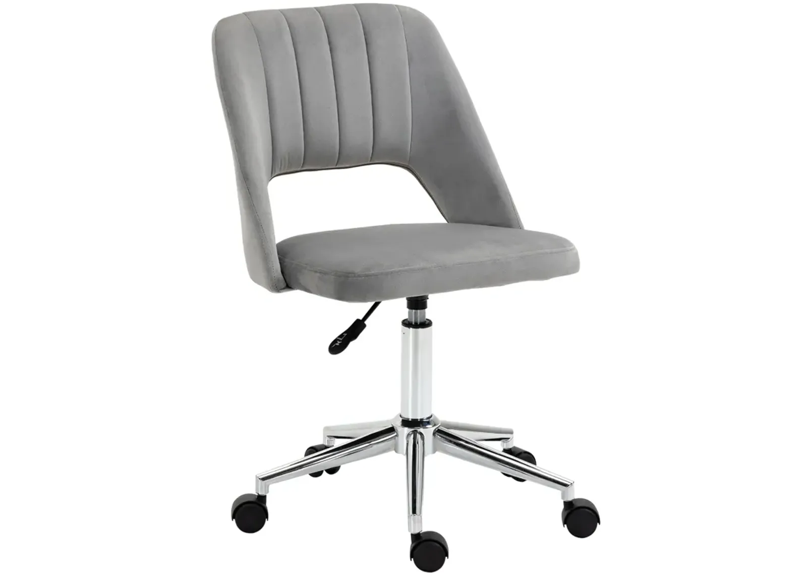 Gray Velvet Task Chair: Executive Mid Back with High-End Gas Lift