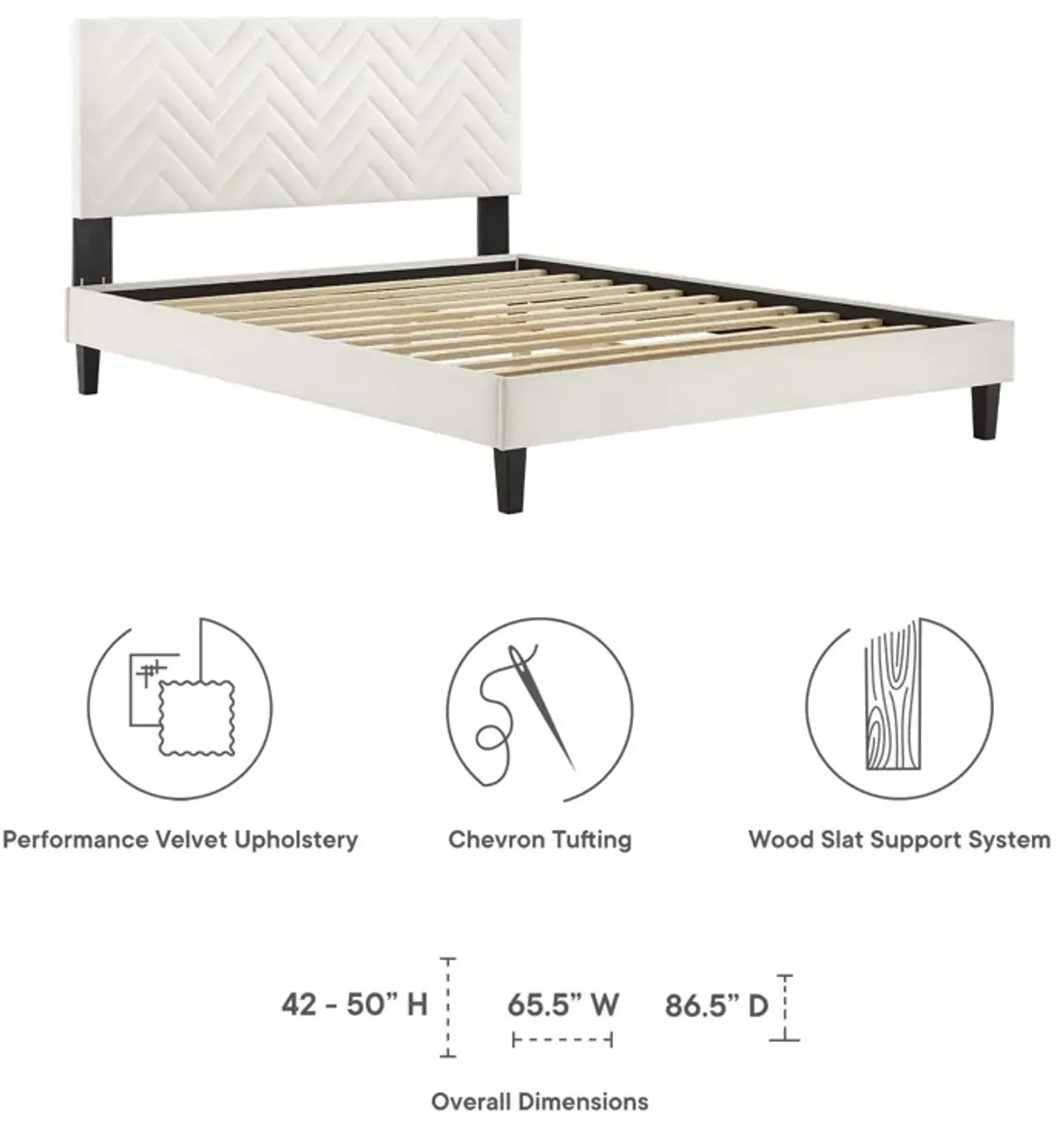 Modway - Leah Chevron Tufted Performance Velvet Queen Platform Bed