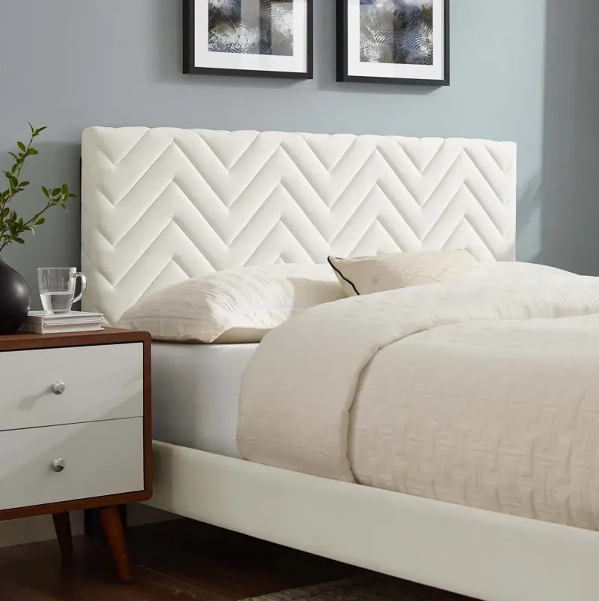 Modway - Leah Chevron Tufted Performance Velvet Queen Platform Bed