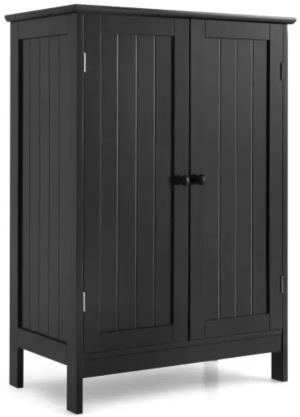 2-Door Freee-Standing Cabinet with Shelf-Black