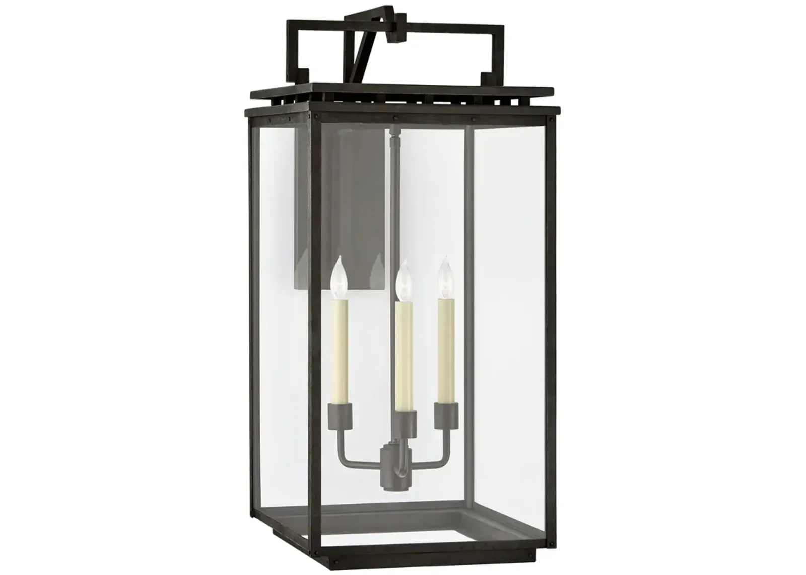 Cheshire Large Bracketed Wall Lantern in Aged Iron with Clear Glass