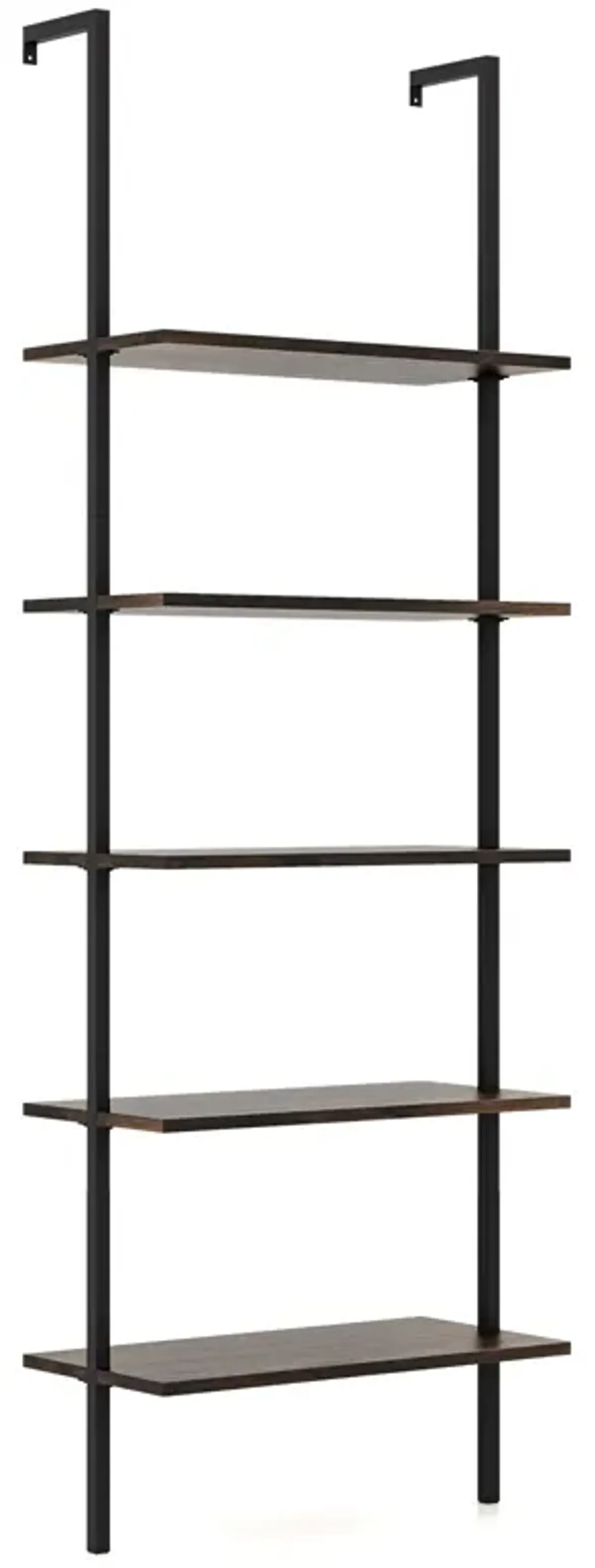 5 Tier Ladder Shelf Wall-Mounted Bookcase with Steel Frame