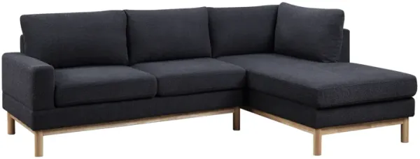 Anisa Black Sherpa Sectional Sofa With Right Facing Chaise
