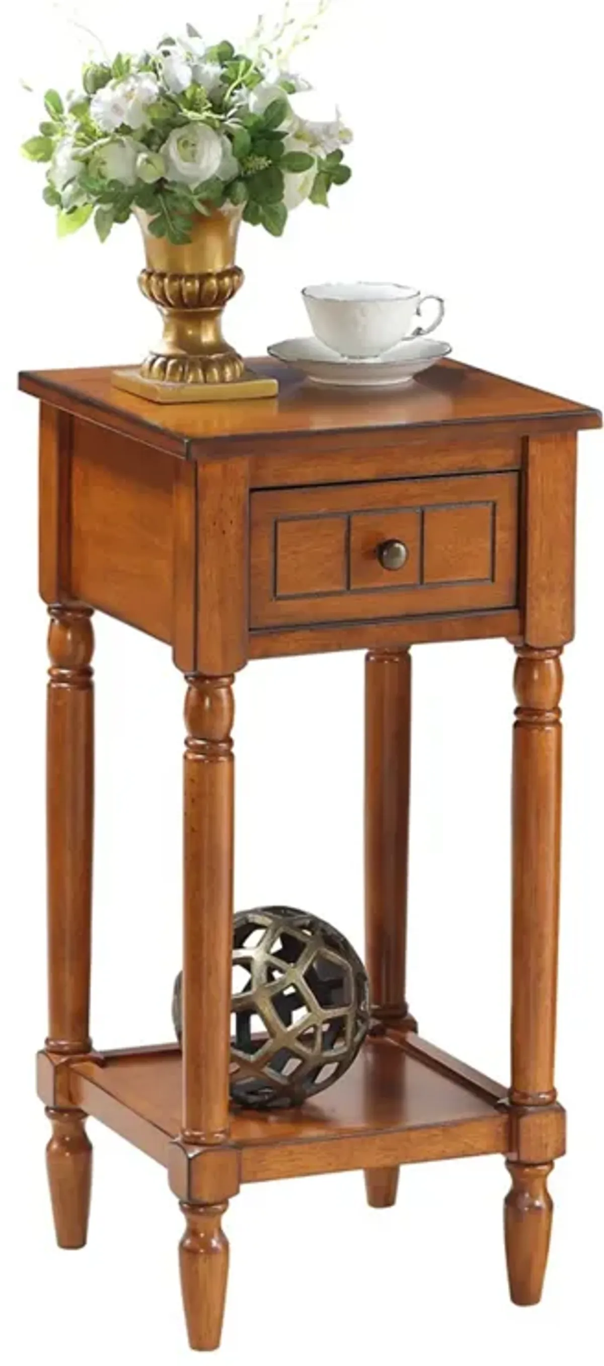 Convenience Concepts French Country Khloe 1 Drawer Accent Table with Shelf, Walnut