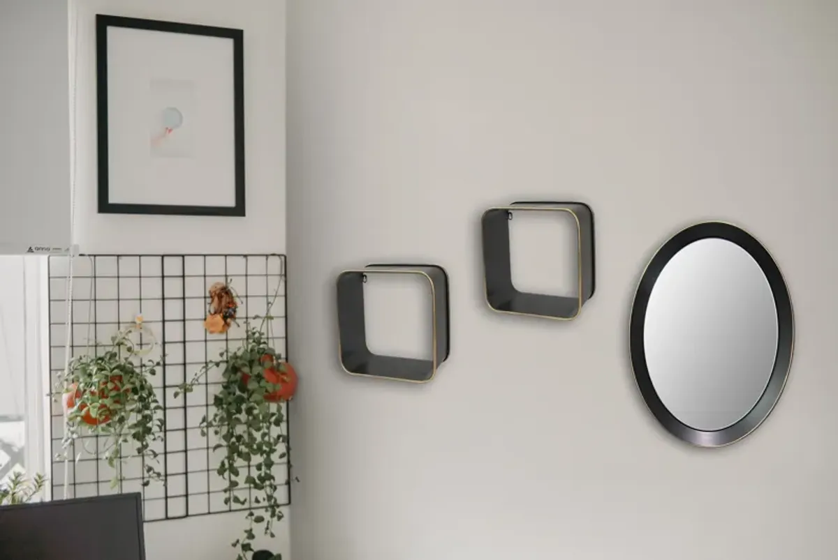 Oval metal decorative mirror