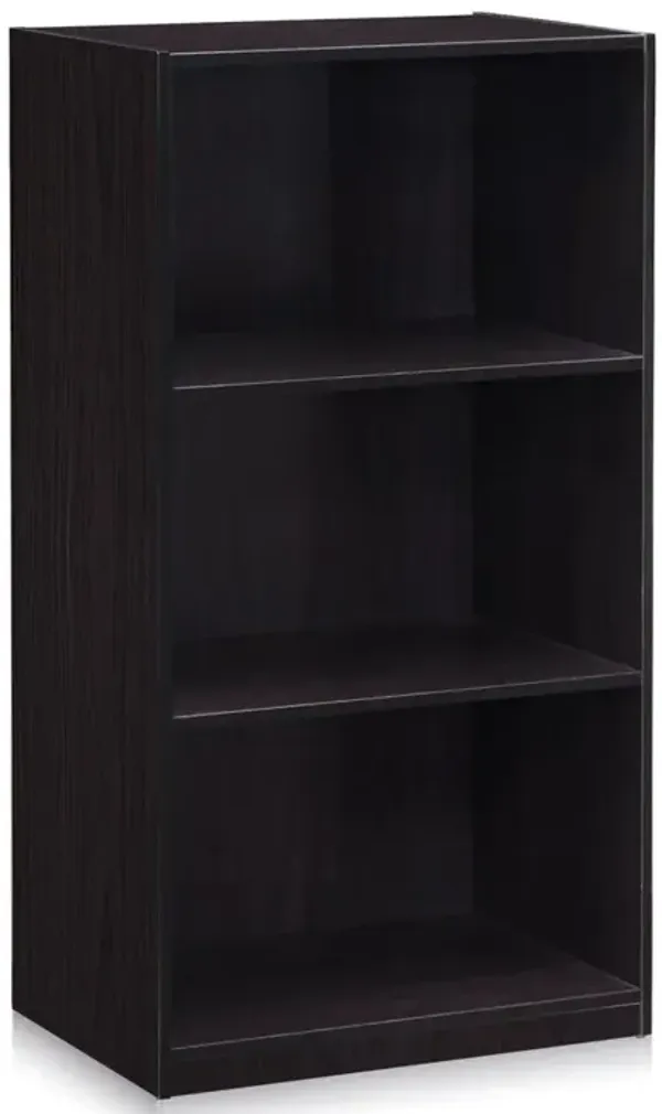 Furinno Basic 3-Tier Bookcase Storage Shelves, Dark Walnut, 99736DWN