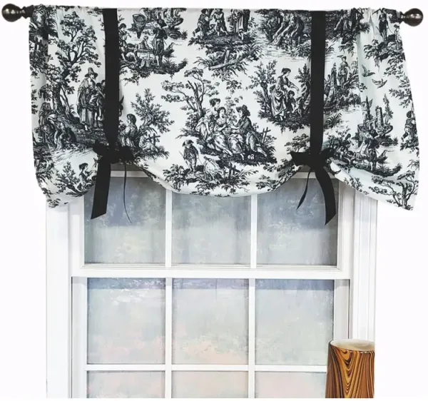 RLF Home Modern Design Classic Pique Tie-Up Window Valance 50" x 18" Black