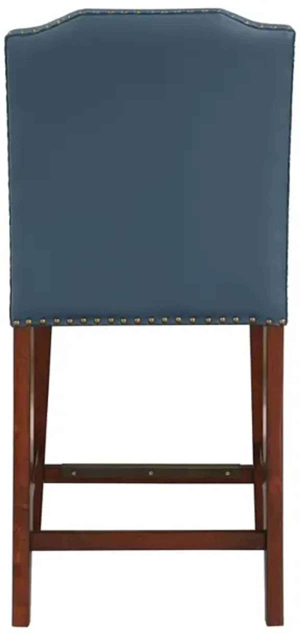 Comfort Pointe Bristol Stationary Blue Faux Leather Counter Stool with Nail Heads