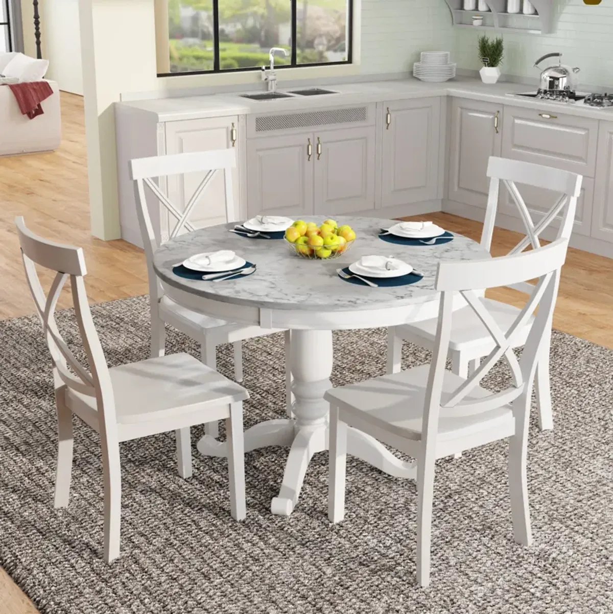 Merax 5 Pieces Dining Round Table and Chairs Set