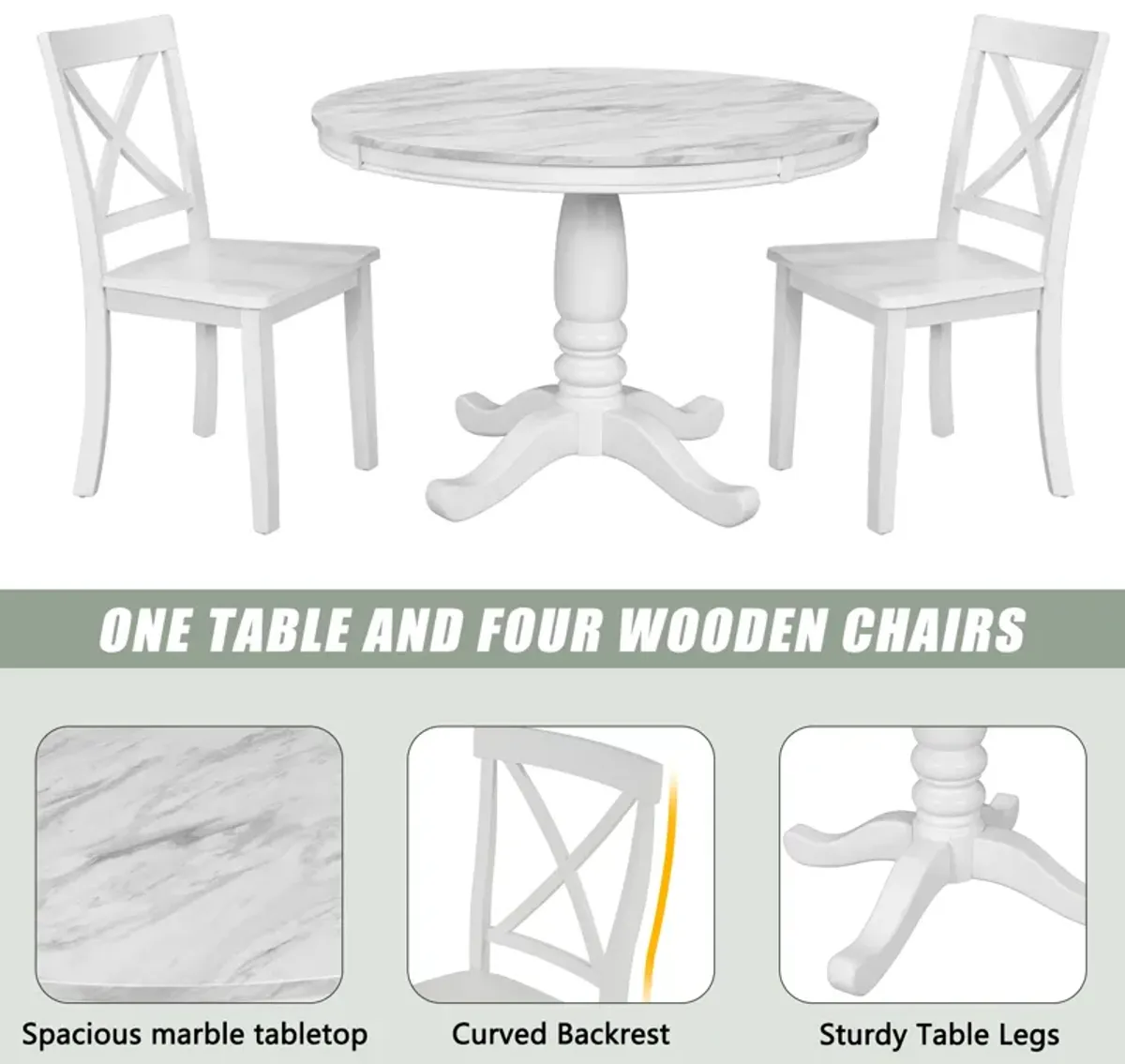 Merax 5 Pieces Dining Round Table and Chairs Set