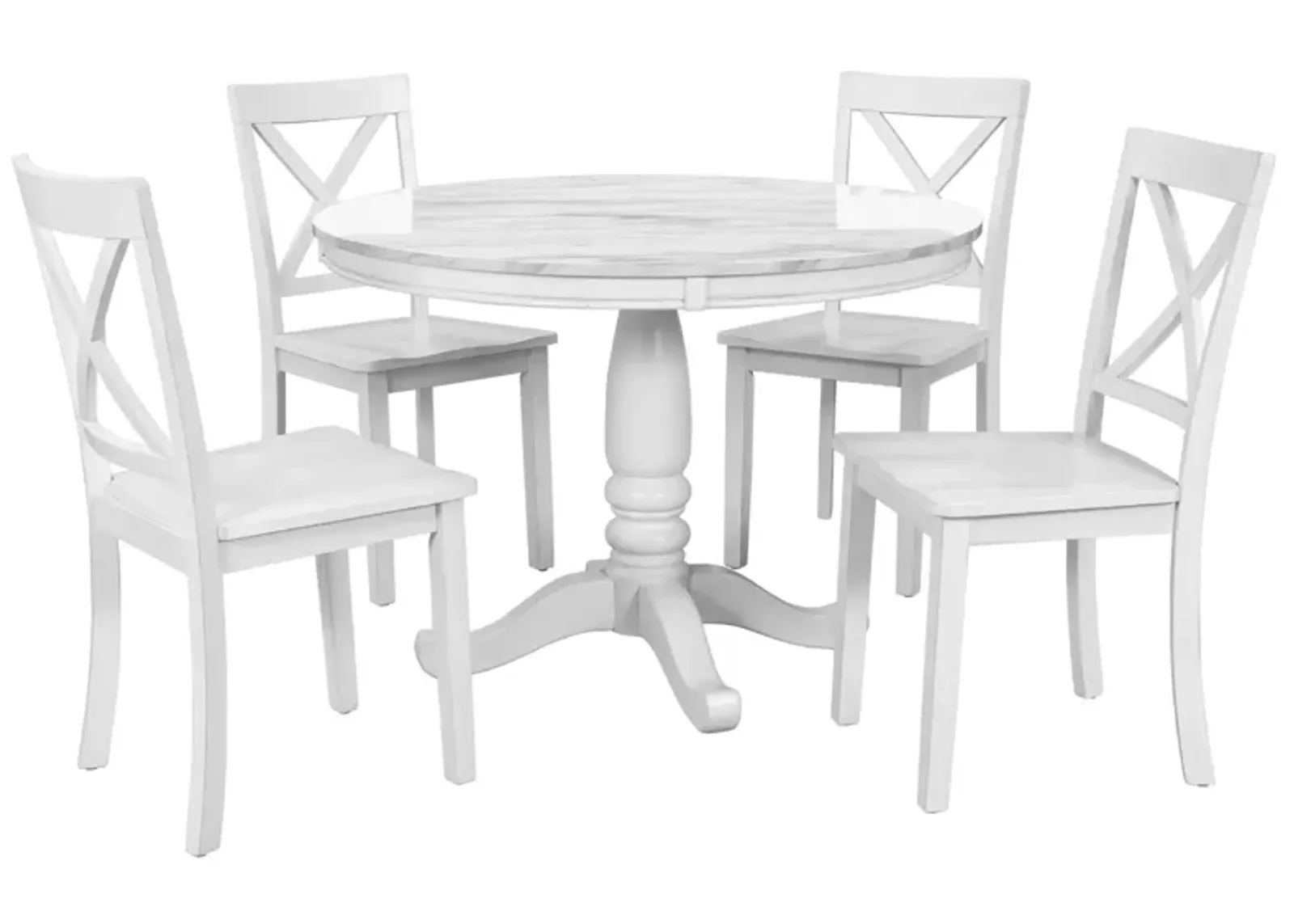 Merax 5 Pieces Dining Round Table and Chairs Set