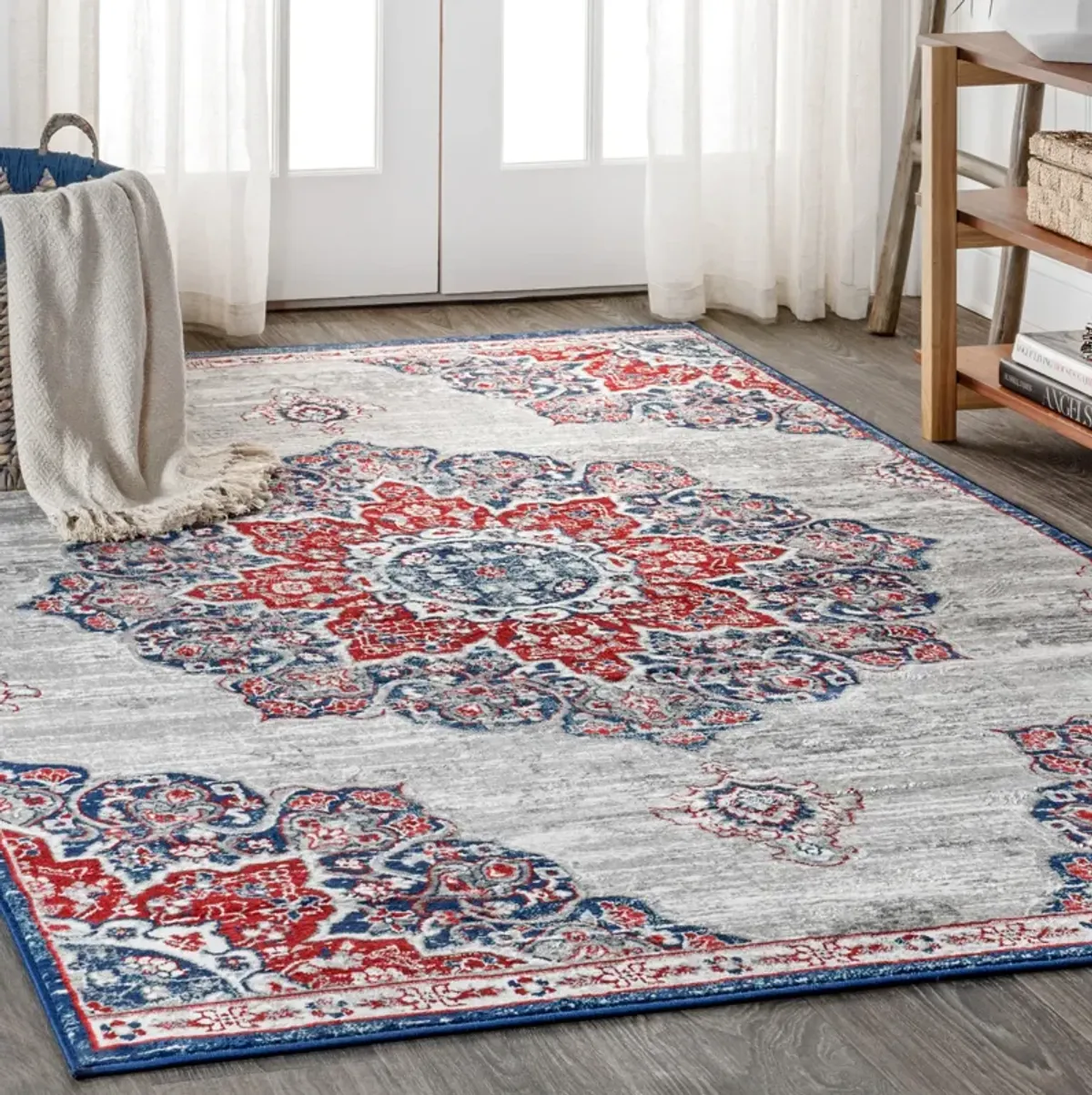 Modern Persian Vintage Moroccan Medallion Area Rug