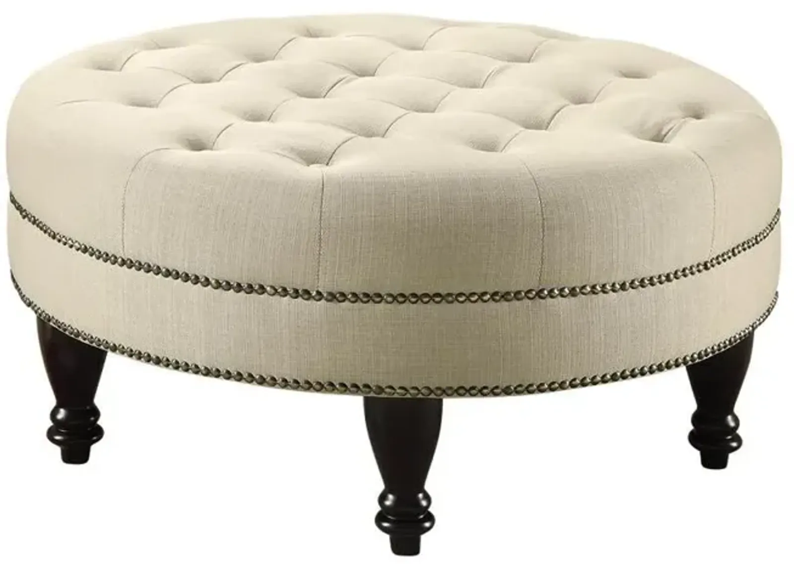 Elchin Round Upholstered Tufted Ottoman Oatmeal