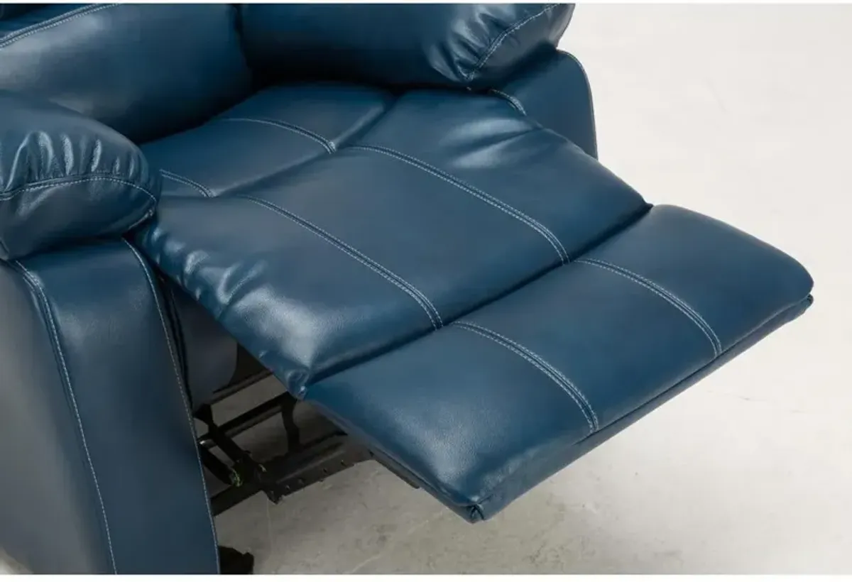 Comfort Pointe Clifton Navy Blue Leather Gel Glider Rocker Recliner