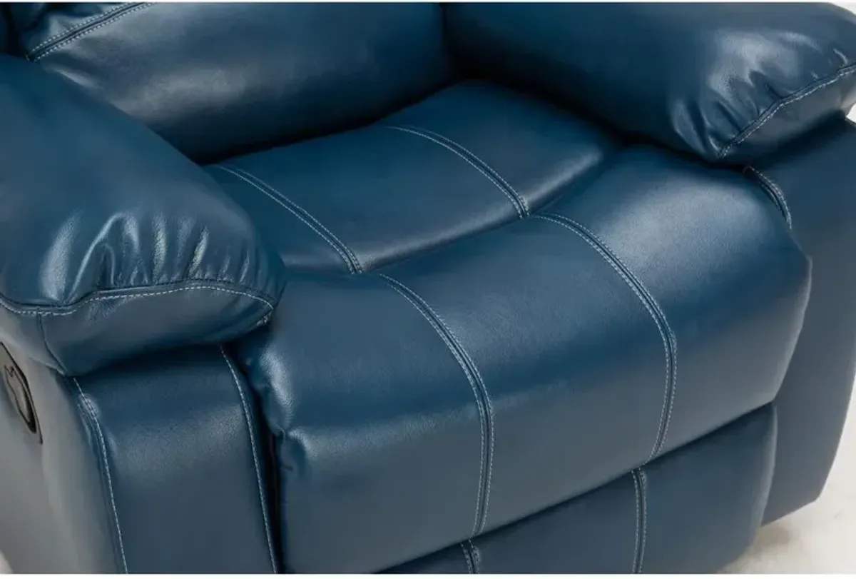 Comfort Pointe Clifton Navy Blue Leather Gel Glider Rocker Recliner