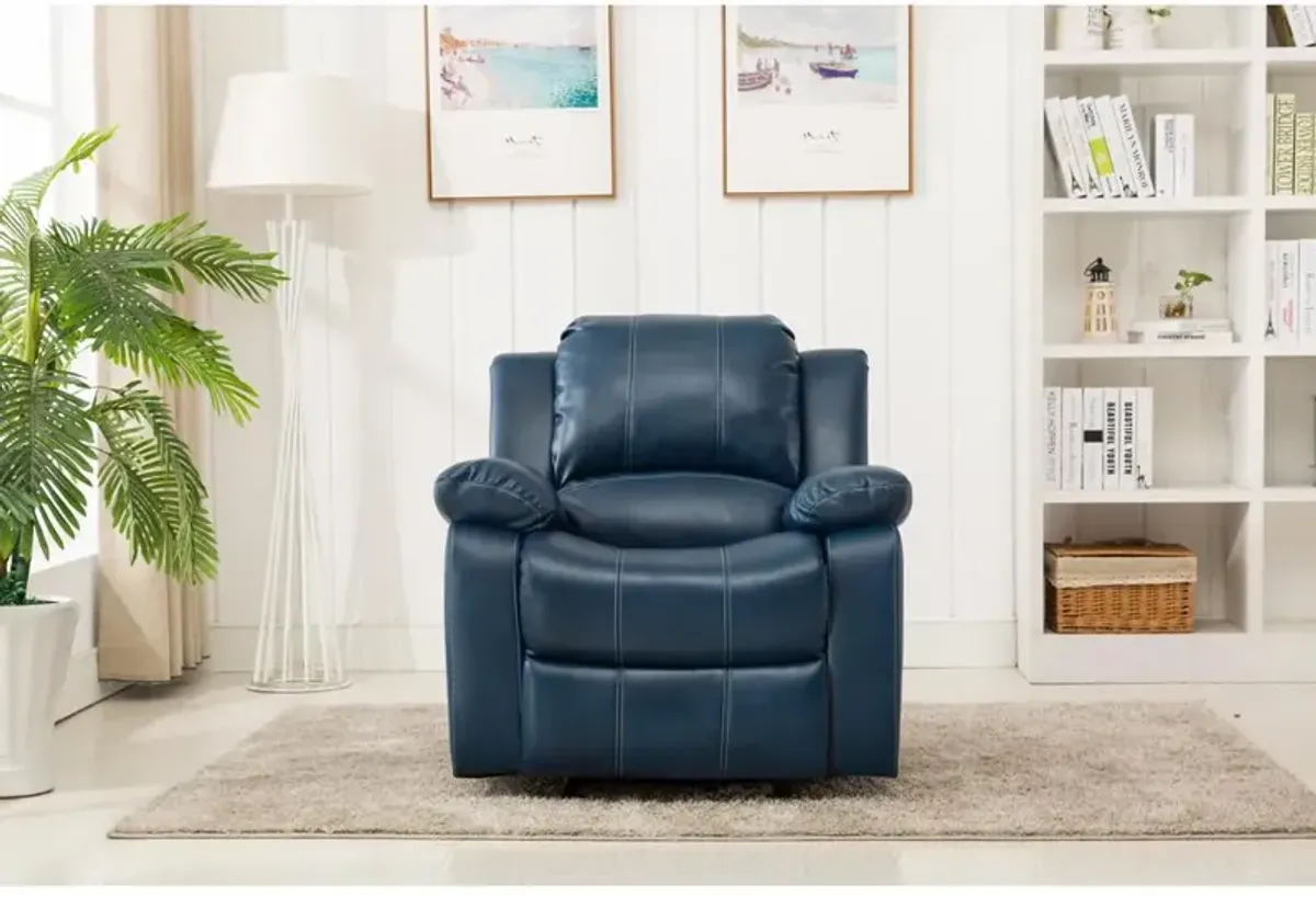 Comfort Pointe Clifton Navy Blue Leather Gel Glider Rocker Recliner