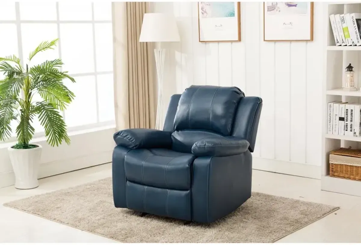 Comfort Pointe Clifton Navy Blue Leather Gel Glider Rocker Recliner