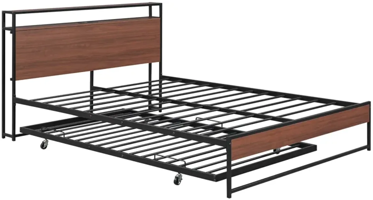 Merax Metal Platform Bed Frame with Trundle