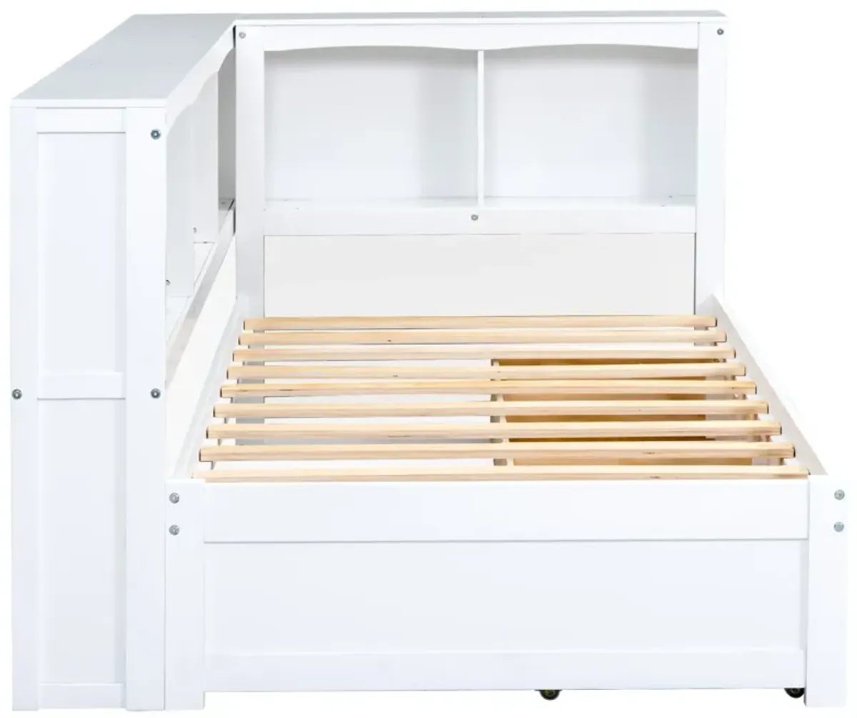 Whisen Twin Size Daybed with Two Storage Drawers, Storage Cabinets and USB Ports