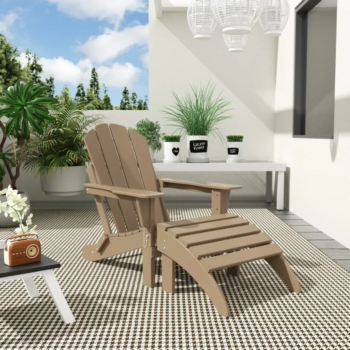 WestinTrends Folding Adirondack Chair With Footrest Ottoman Set