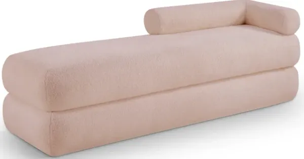 Meridian Furniture Kennedy Pink Faux Shearling Teddy Fabric Bench