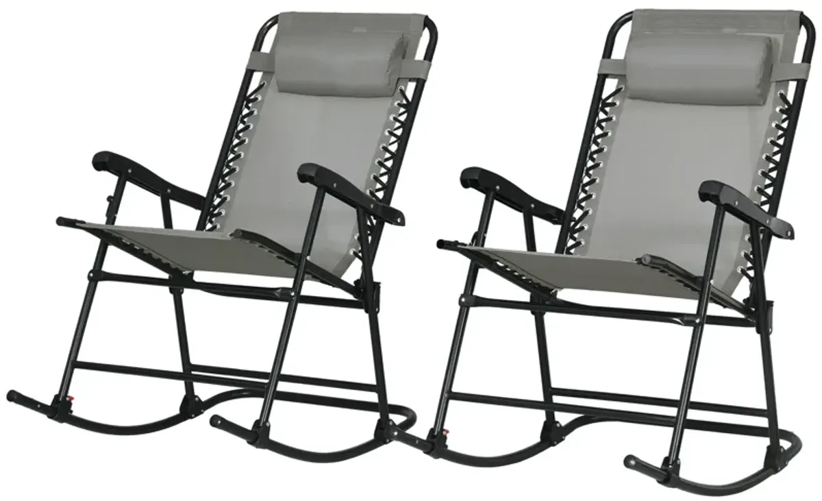 2pc Outdoor Patio Folding Rocking Chair Set Garden Rocker Chaise Lounge Mesh