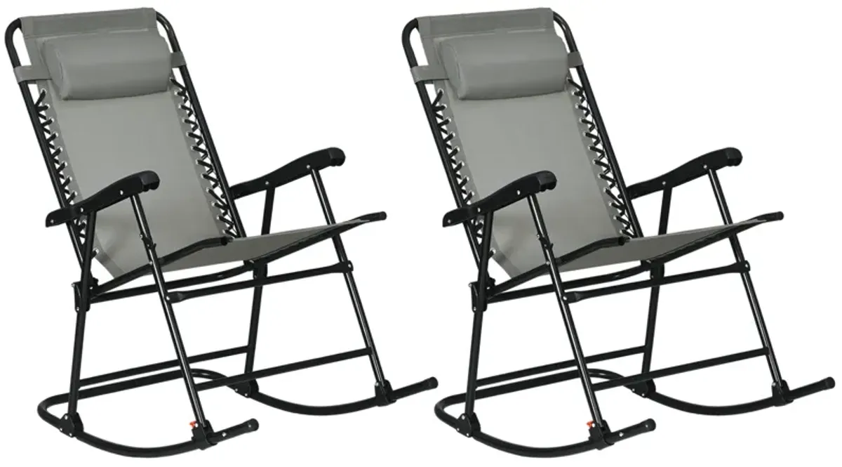 2pc Outdoor Patio Folding Rocking Chair Set Garden Rocker Chaise Lounge Mesh