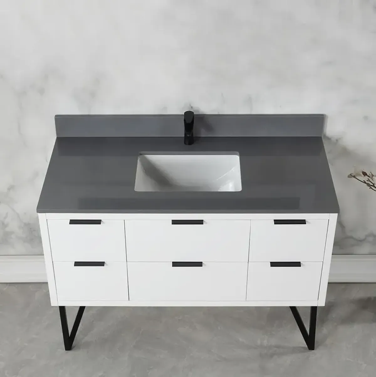 Altair 48 Single Bathroom Vanity in White without Mirror