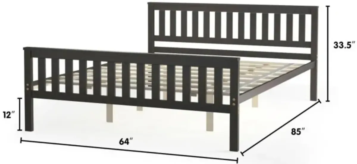 Hivvago Twin/Full/Queen Size Wood Platform Bed with Headboard