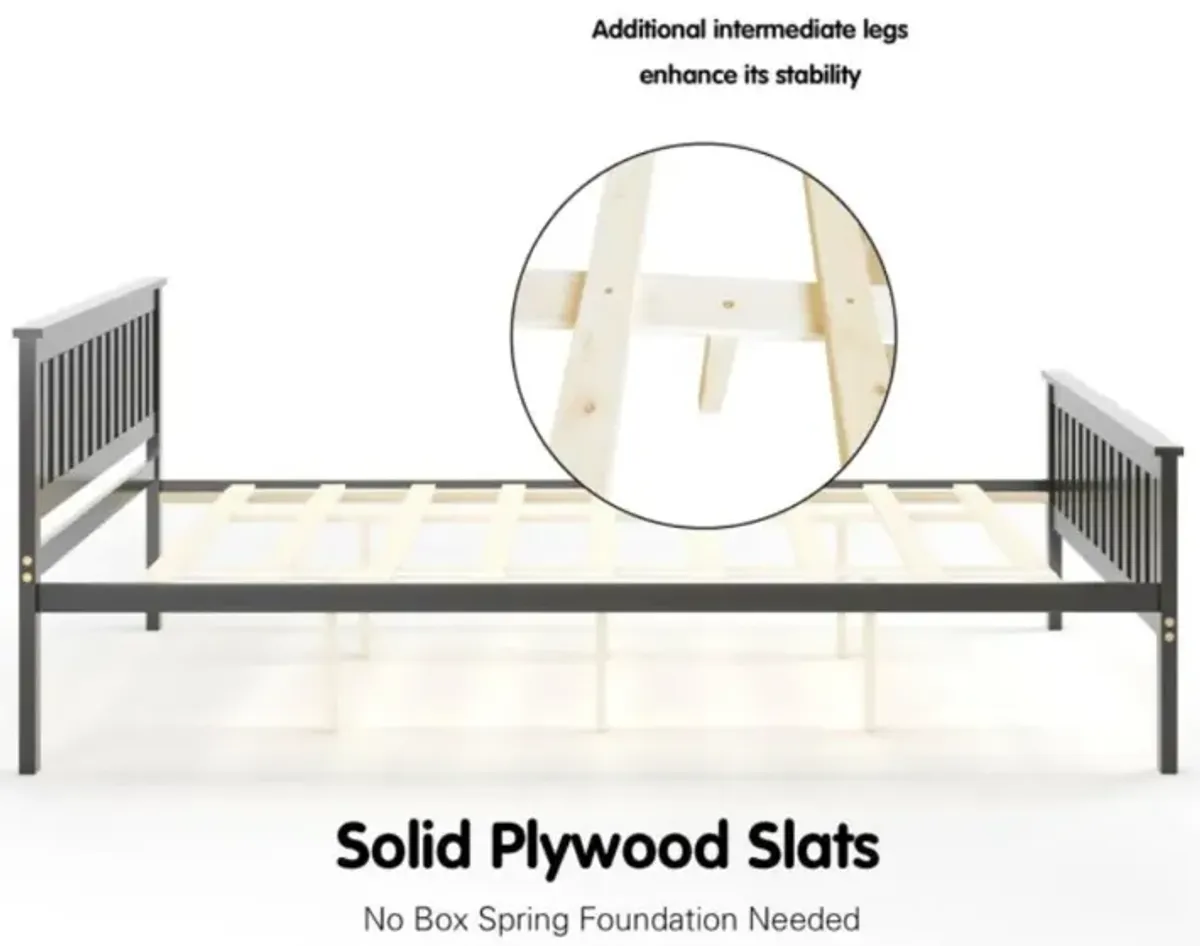 Hivvago Twin/Full/Queen Size Wood Platform Bed with Headboard