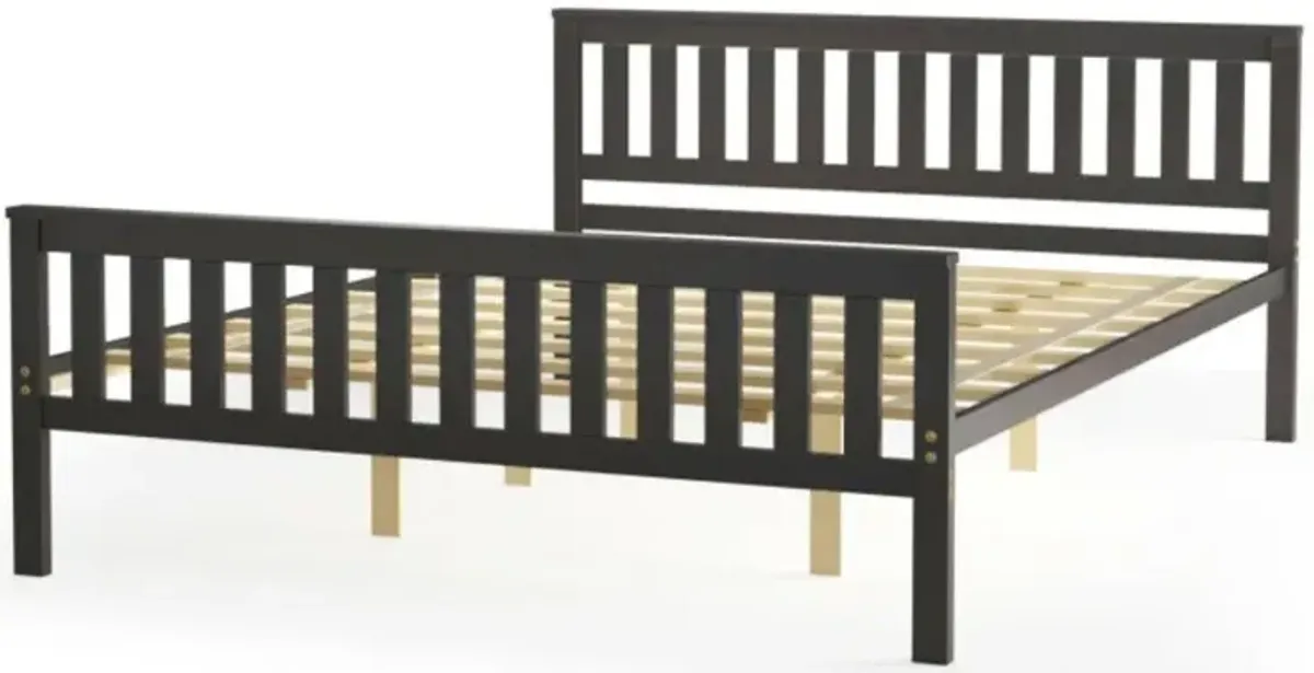 Hivvago Twin/Full/Queen Size Wood Platform Bed with Headboard